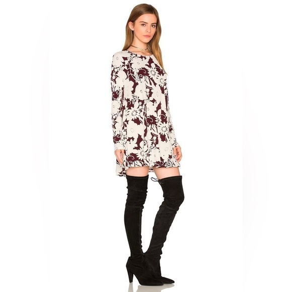 Show Me Your Mumu Tyler Tunic Dress, Burgundy Bloom Spandy, Size S - Picture 2 of 8